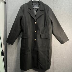 Thread Collective Faux Wool Notch Collar Long Coat Black Size X-Large